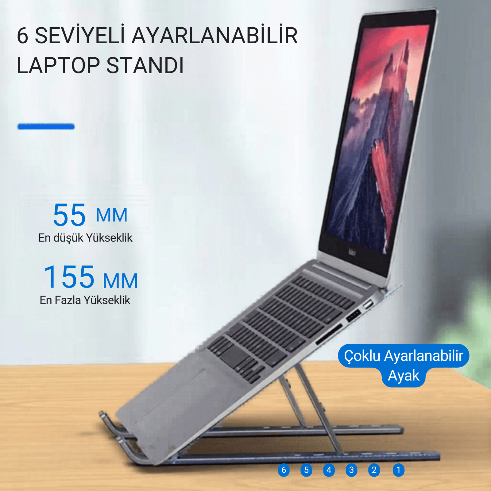 Katlanabilir Ayarlı Alüminyum Laptop Notebook Standı