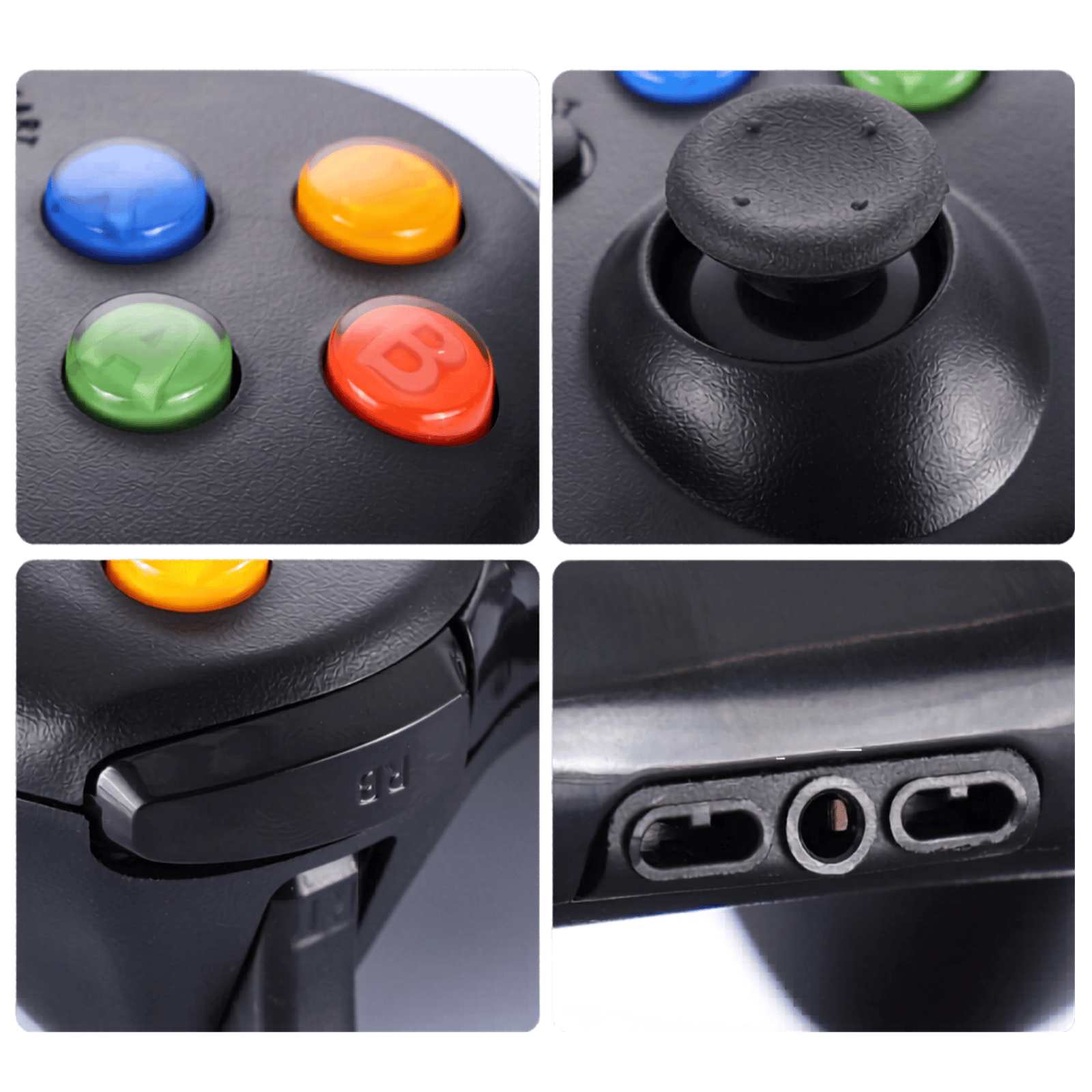 Xbox Uyumlu Oyun Kolu - renkli tuşlar, dokulu analog ve jack girişi yakın çekim