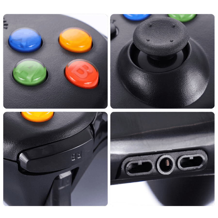 Xbox Uyumlu Oyun Kolu - renkli tuşlar, dokulu analog ve jack girişi yakın çekim