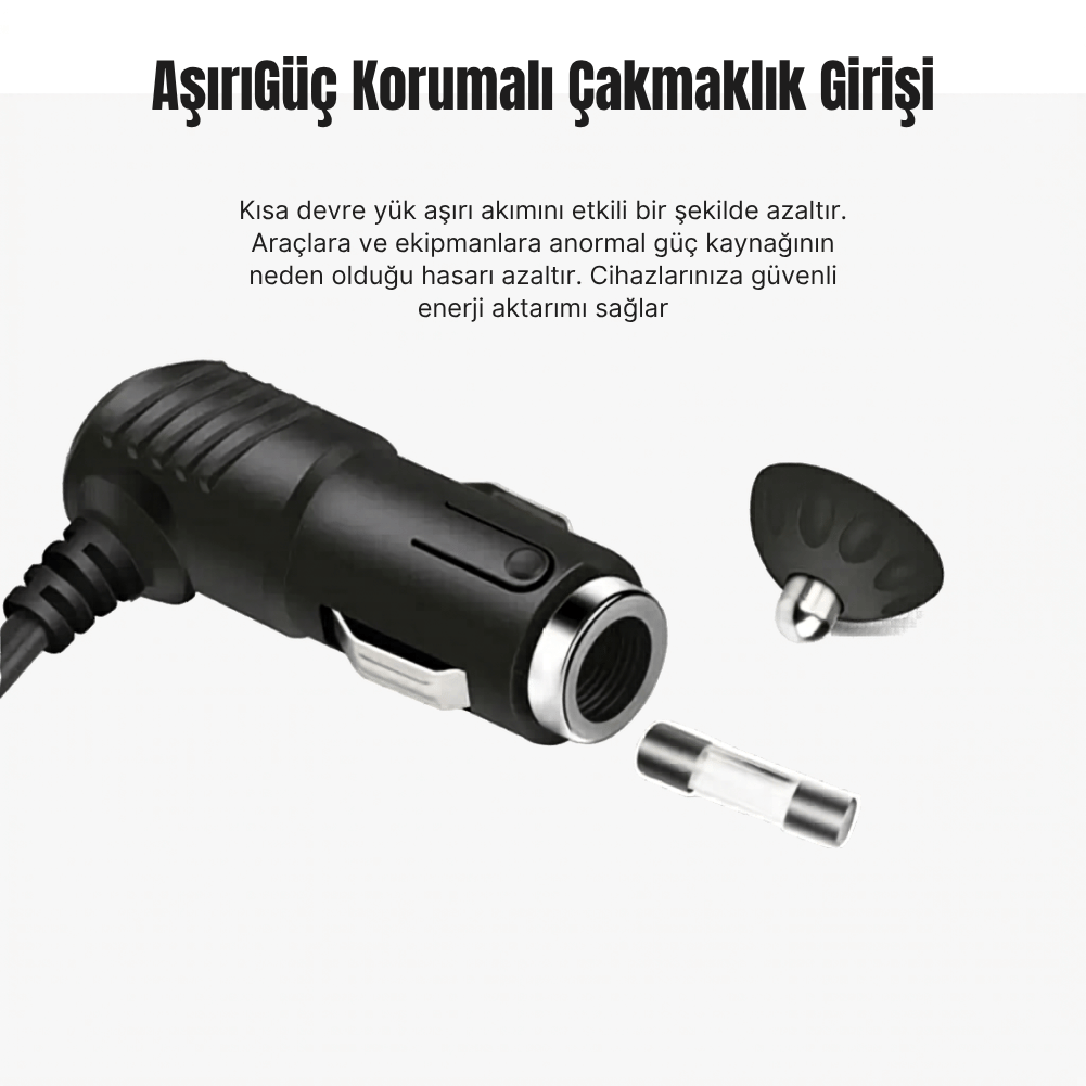 3'lü Çakmak Soketi ve 120W Araç Şarj Çoğaltıcı