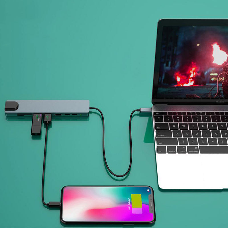 Type-C Çoğaltıcı - laptopa bağlıyken telefonu şarj eder, USB bellekleri aynı anda okur