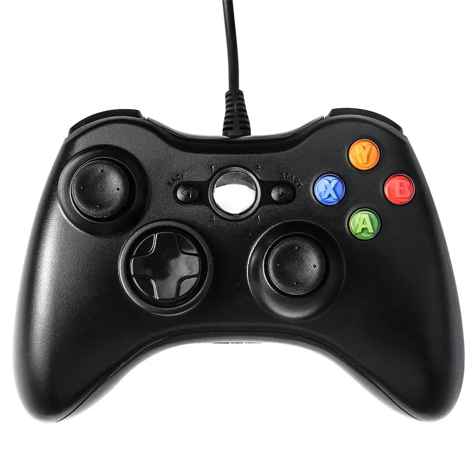 Xbox Uyumlu Oyun Kolu - renkli ABXY tuşlu kablolu gamepad önden görünüm