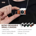 Retro Mini Kamera - kolye zinciriyle boyunda kullanım; 1080p video ve 50 dakika kayıt süresi