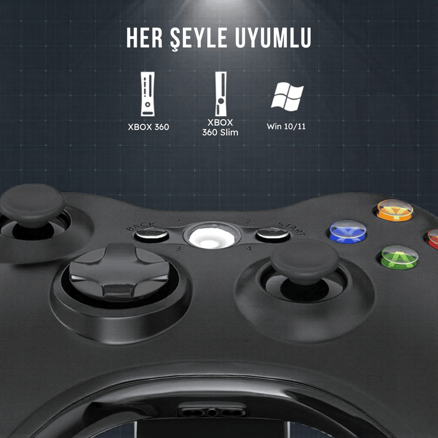 Xbox Uyumlu Oyun Kolu - Xbox 360, Xbox 360 Slim ve Windows 10/11 uyumluluğu
