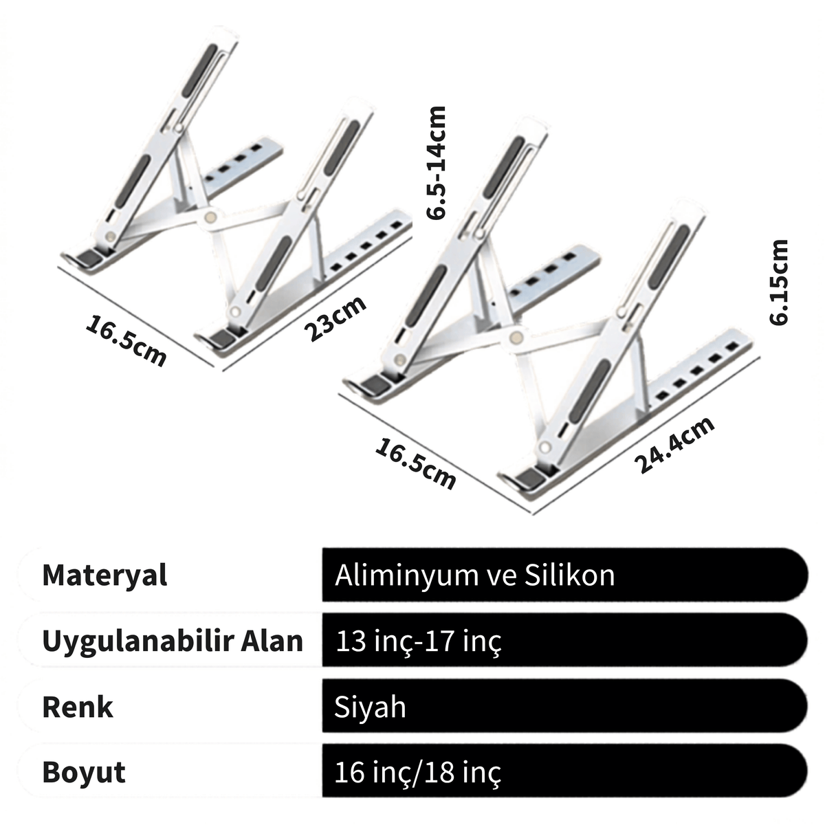 Katlanabilir Ayarlı Alüminyum Laptop Notebook Standı