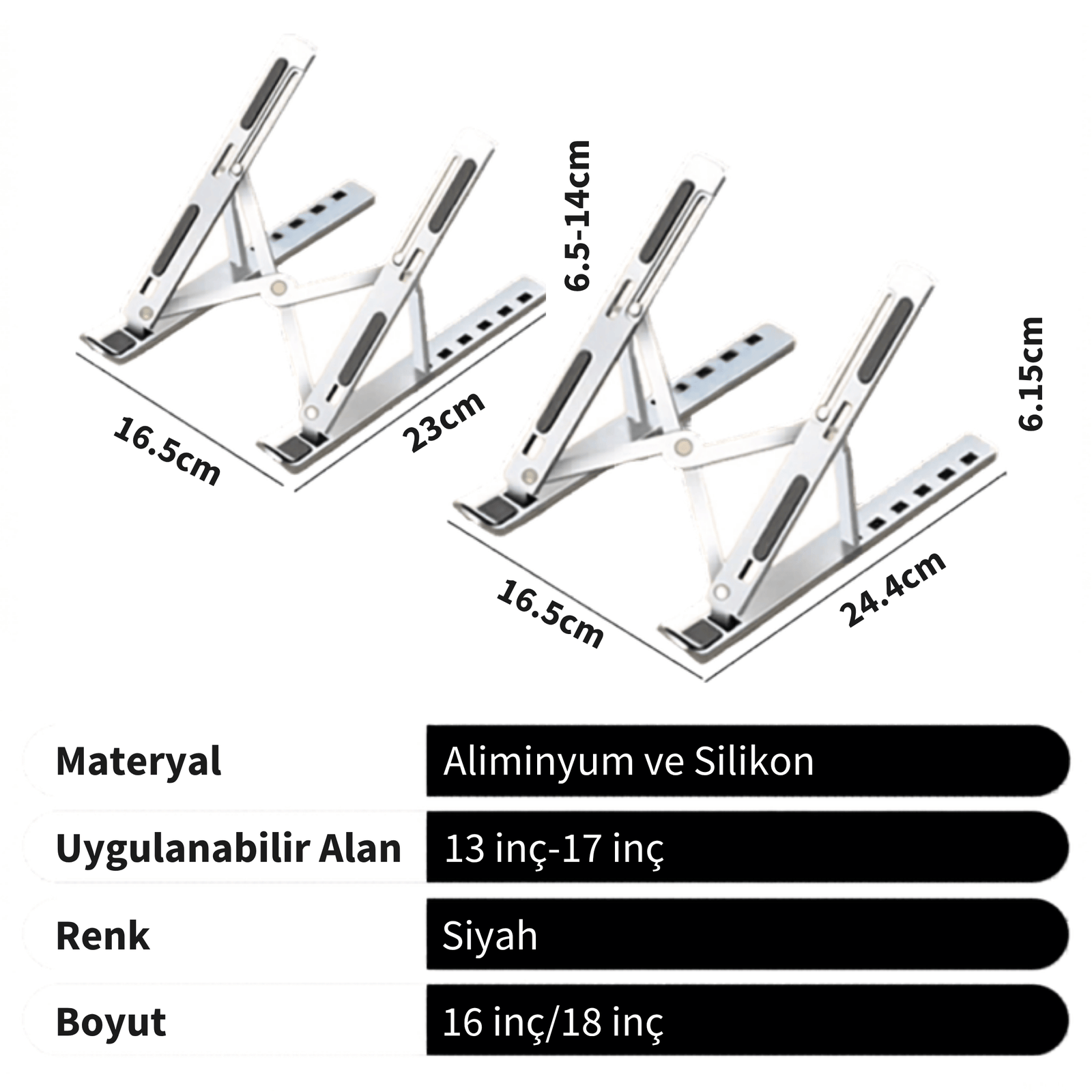 Katlanabilir Ayarlı Alüminyum Laptop Notebook Standı