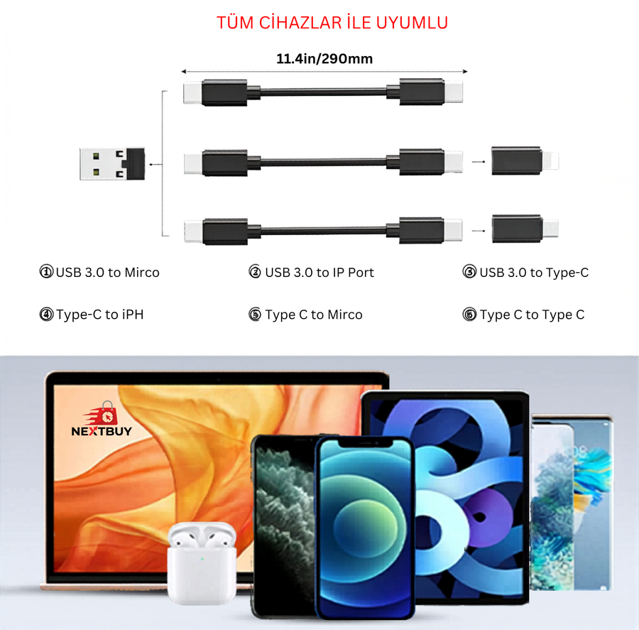 Aynalı Seyahat Seti - iPhone ve Android dahil tüm cihazlarla uyumlu