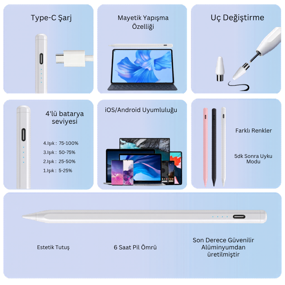 Şarjlı Dokunmatik Tablet Kalemi